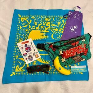 MAGfest 2020 Merch - Belt bag water bottle temp tattoo sunglasses Donkey Kong